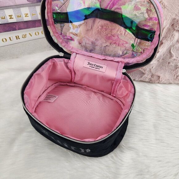 {Juicy Couture} Black Rhinestones Cosmetic Bag Train Case - Picture 6 of 6